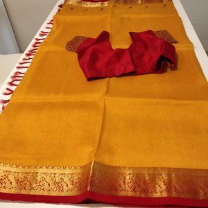 kanjivaram silk saree with blouse Like New…